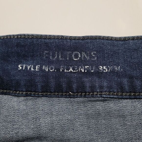 Mugsy Fultons Jeans Mens Size 35x29 Dark Wash Whiskering Stretch Pockets - Picture 4 of 11